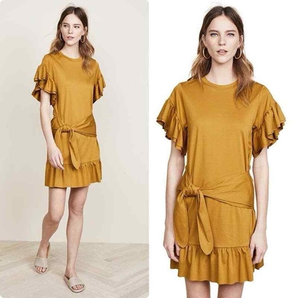Scotch & Soda Rust Ruffle Jersey Dress - Picture 4 of 13